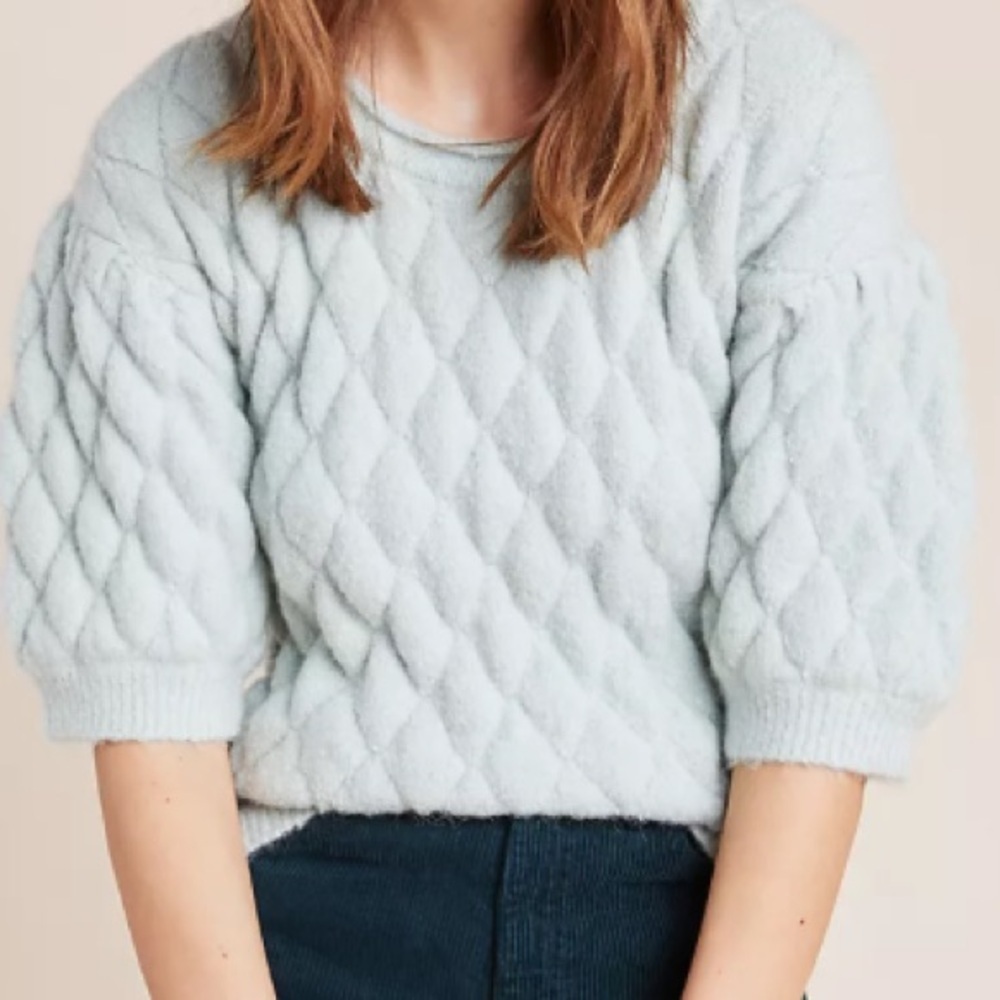 Anthropologie Bonnie Quilted Eyelash Sweater